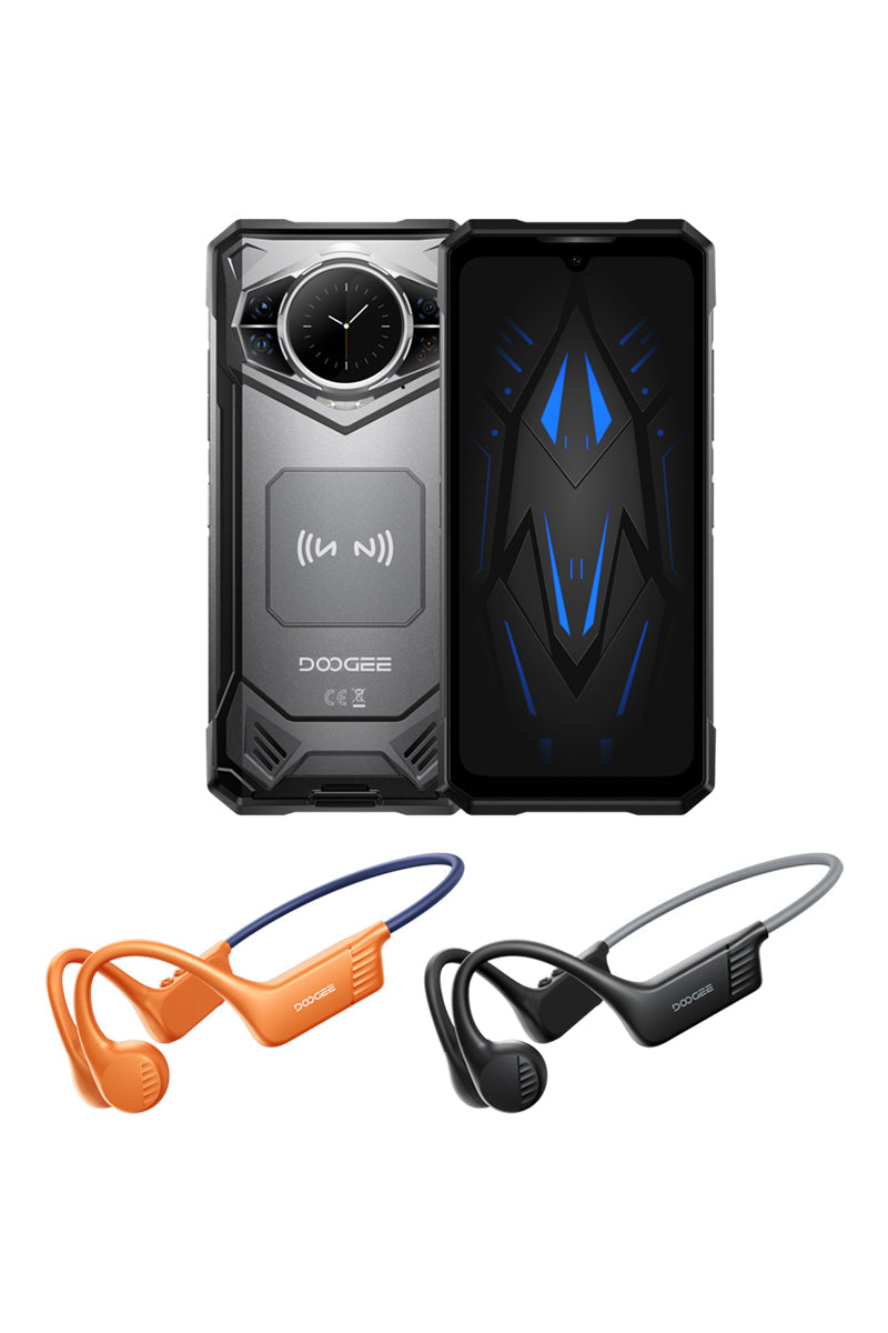 DOOGEE S200 Rugged Smartphone 5G Android16, Con Cuffie Sportive Conduzione Ossea,6.72”FHD+1.32"AMOLED Rear Display,Dimensity 7050,48GB+256GB,10100mAh,100MP+20MP Telefono Indistruttibile,Face ID/OTG/NFC